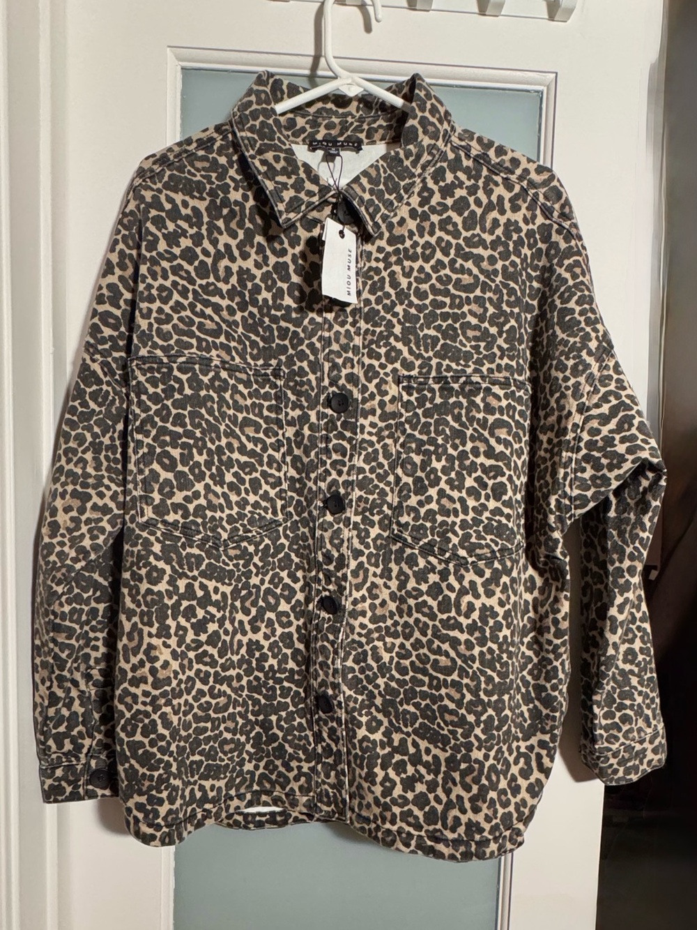 MIOU MUSE- NWT- Leopard Print Work-Jacket, Sz M